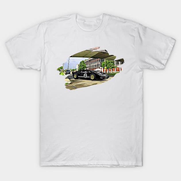 GT40 MK2 Detroit Print T-Shirt by Auto-Prints